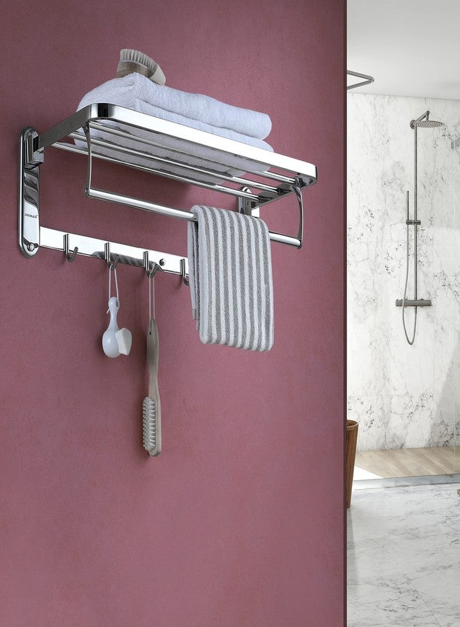 Primax Casa 304 Grade Stainless Steel Folding Towel Rack for Bathroom/Towel Stand/Hanger/Bathroom Accessories (24 Inch-Chrome) - Image 2